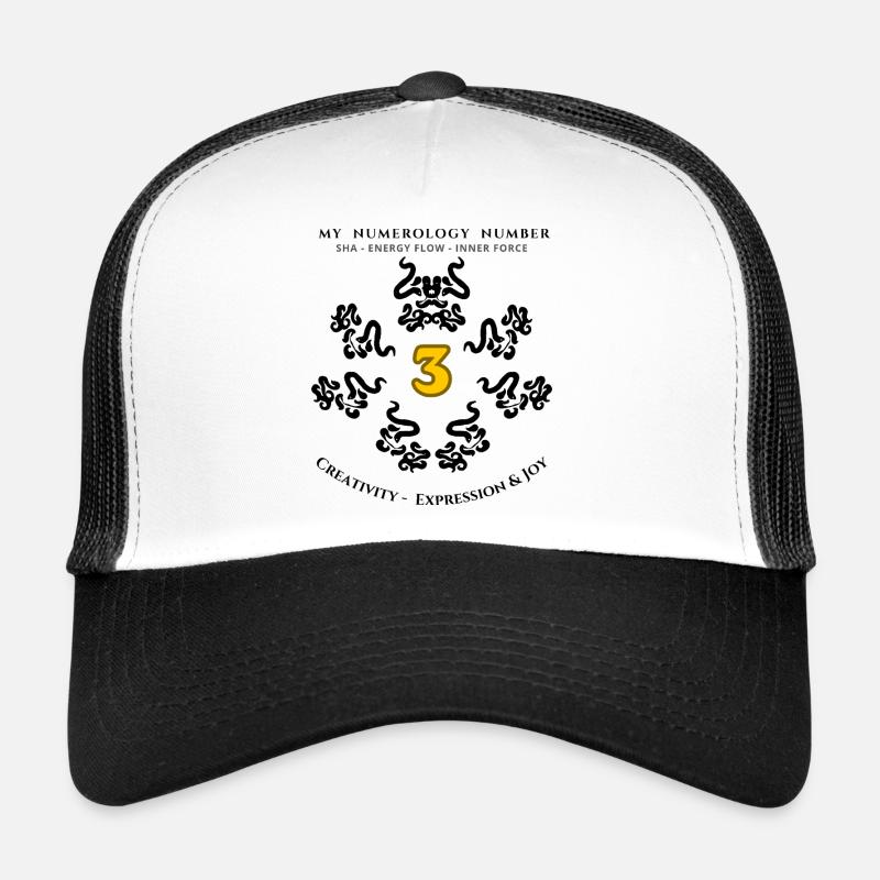 Numer_3 symbole de créativité, d’expression et de joie - Casquette trucker  - blanc/noir