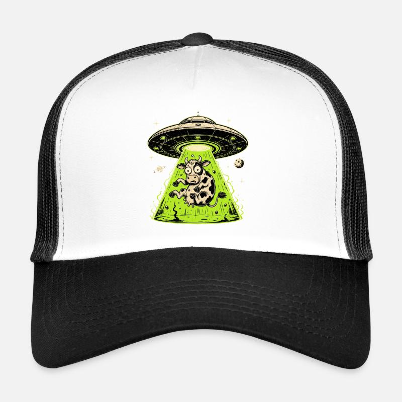 Alien Cow Abduction Weirdcore Surreal Trucker Cap