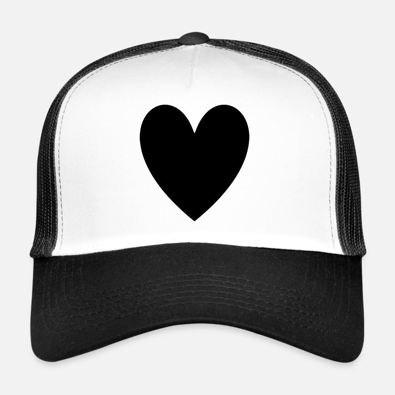 Herz schwarz - Trucker Cap - Weiß/Schwarz