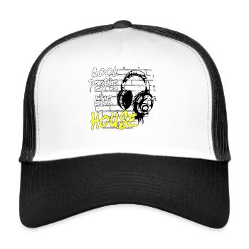 House DJ Music House - Trucker Cap - Weiß/Schwarz - Vorne