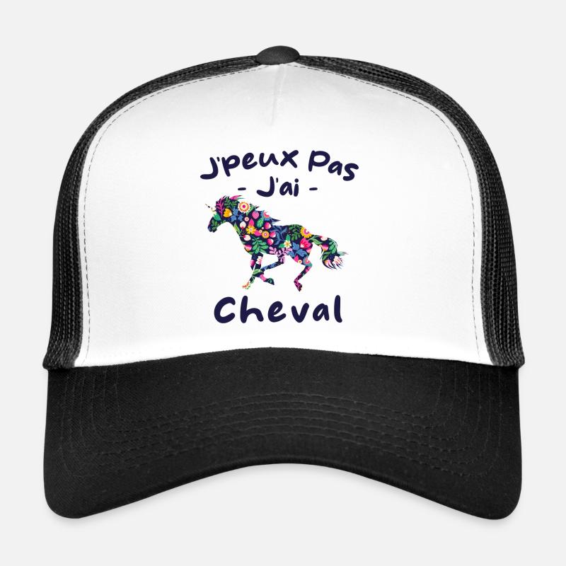 j'peux pas j'ai cheval | cavalière - Casquette trucker  - blanc/noir