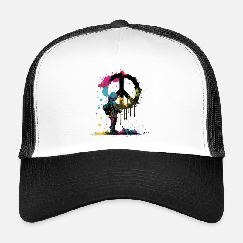 Peace - Trucker Cap - Weiß/Schwarz