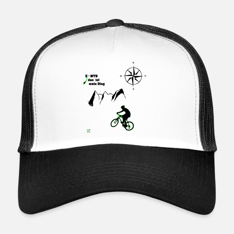 E MTB Berge - Trucker Cap - Weiß/Schwarz