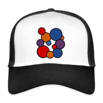 Bunte Kreise - Colored Circles - Trucker Cap - Weiß/Schwarz - Vorne