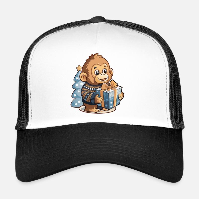 Cute orangutan unwrapping gift Trucker Cap