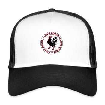 J'AIME COCKS Coq - Casquette trucker  - blanc/noir - Devant