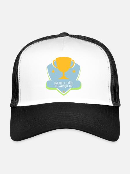 Une belle tête de vainqueur - Humour - Drôle - Casquette trucker  - blanc/noir - Devant
