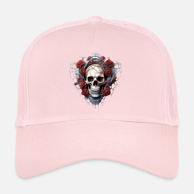 Gothique crâne Roses Art mode graphique Casquette trucker 