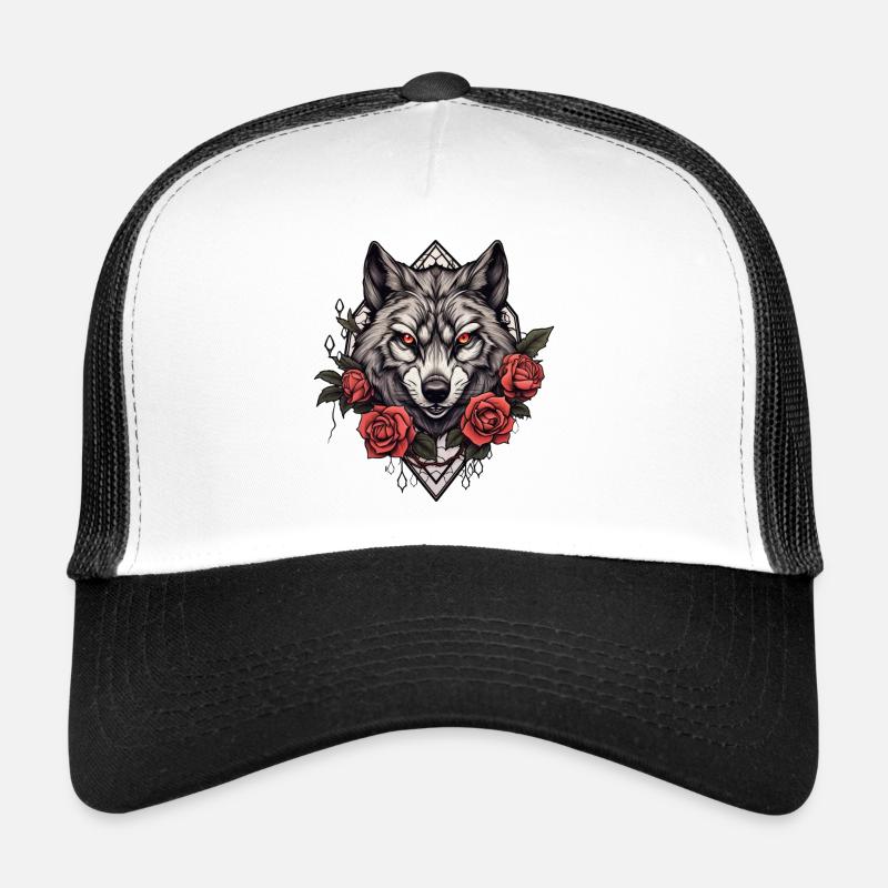Illustration gothique de la faune avec des Fleurs audacieuses Casquette trucker 