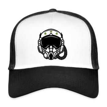 CASQUE PILOTE AVION DE CHASSE - Casquette trucker  - blanc/noir - Devant
