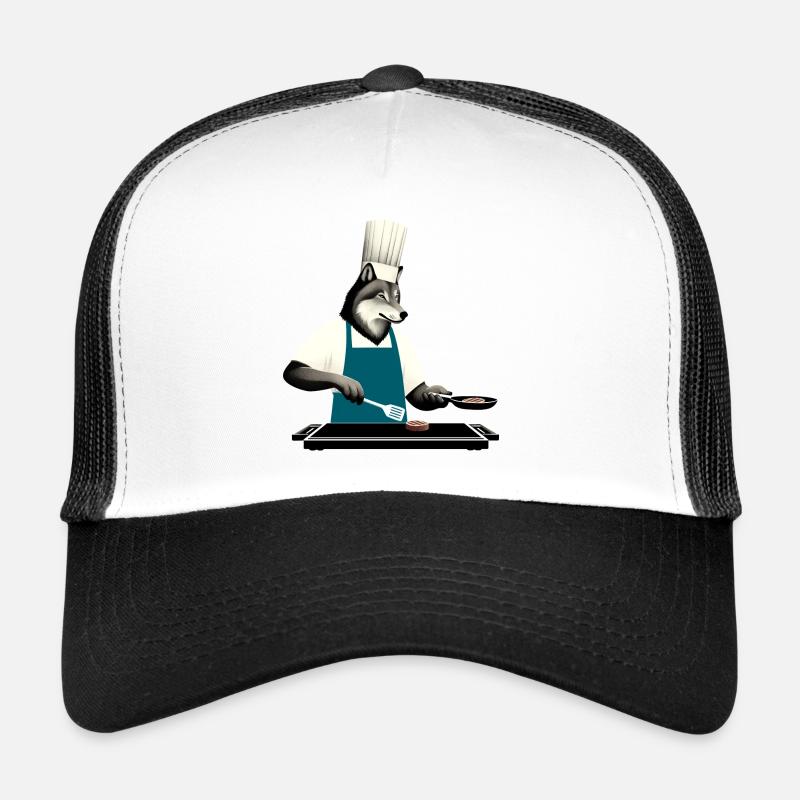Maître du grill Wolf - Casquette trucker  - blanc/noir