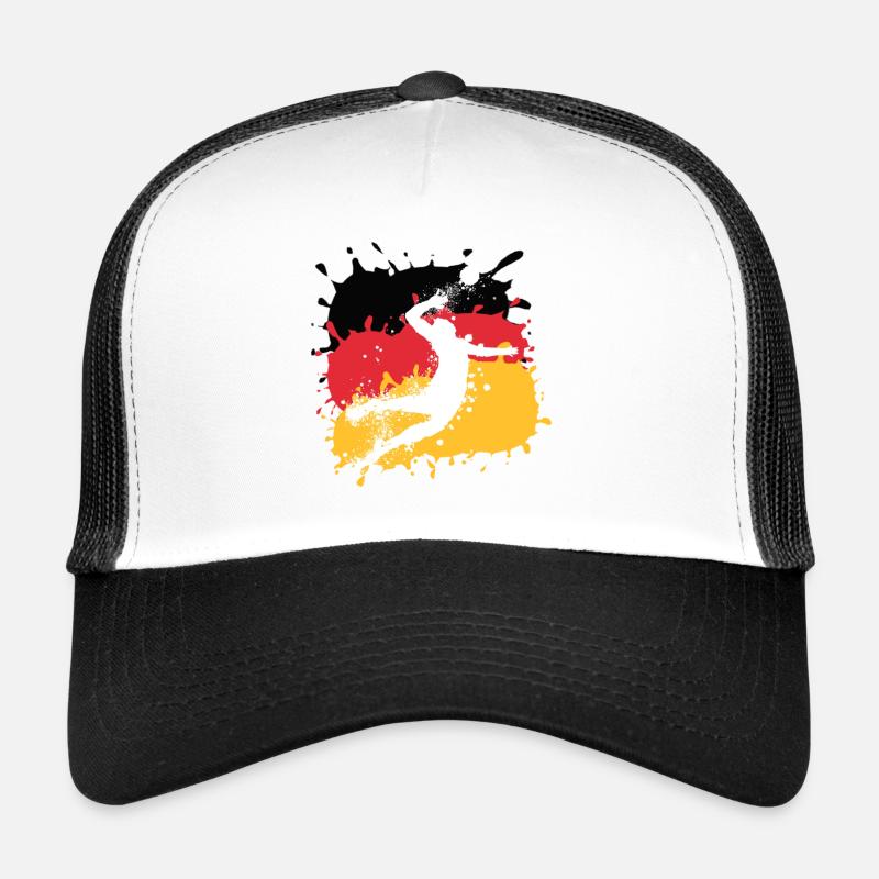 Volleyball, Deutschland, Graffiti, Farbe, Flagge - Trucker Cap - Weiß/Schwarz