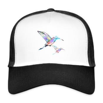 kolibri ,aquarell, naturecontest,pastell, malerei, - Trucker Cap - Weiß/Schwarz - Vorne