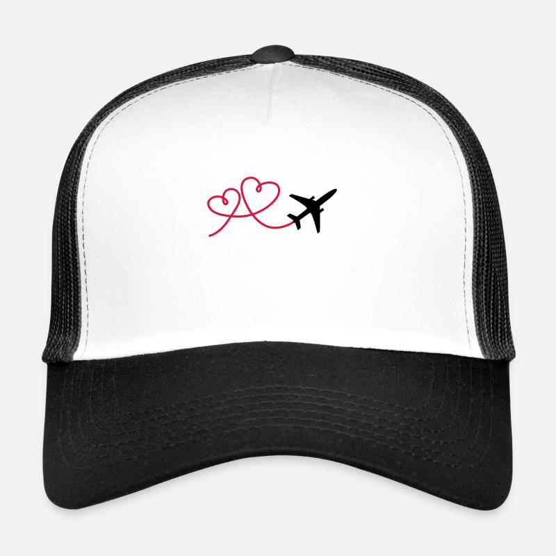 Flugzeug Flieger mit Herz - Trucker Cap - Weiß/Schwarz