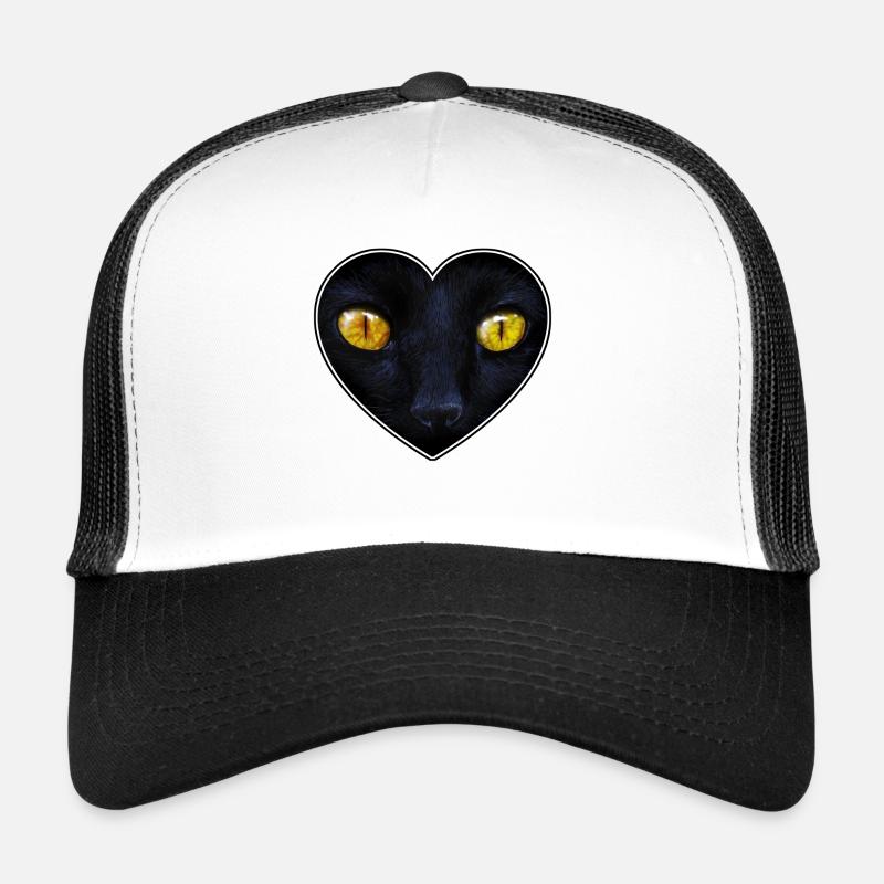 Visage de chat dans le coeur Casquette trucker 