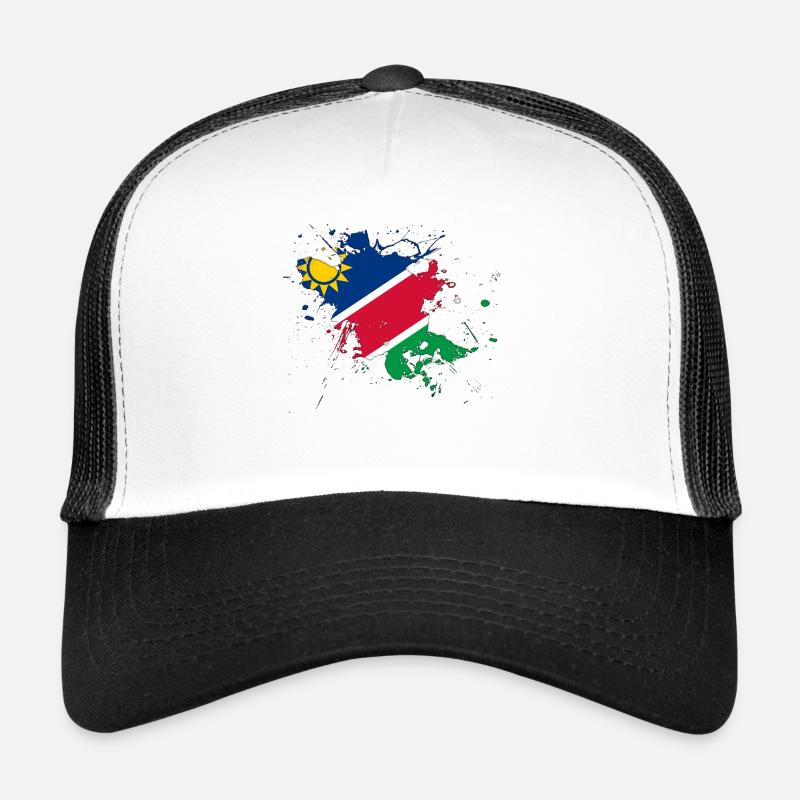 Namibia Flagge als Farbklecks - Trucker Cap - Weiß/Schwarz