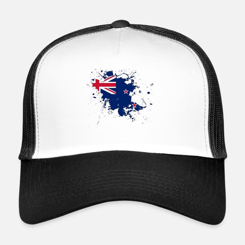 Neuseeland Flagge als Farbklecks - Trucker Cap - Weiß/Schwarz