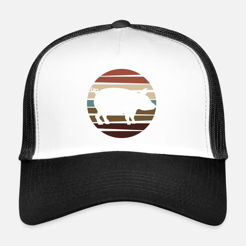 Schweine Schweine Schweinchen Bauer Retro Sau Eber - Trucker Cap - Weiß/Schwarz