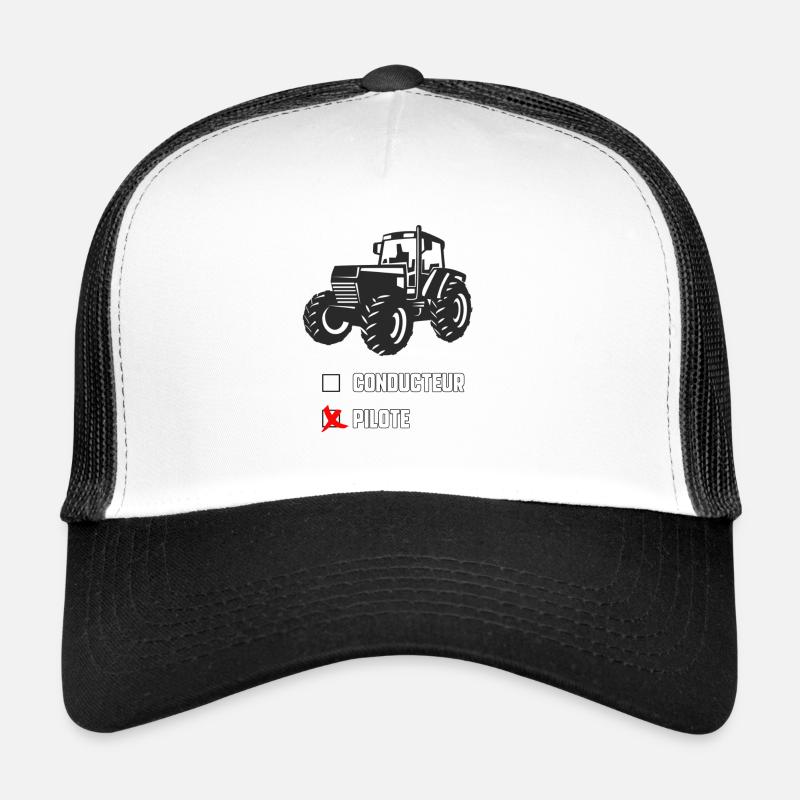 Pilote de tracteur - Casquette trucker - blanc/noir