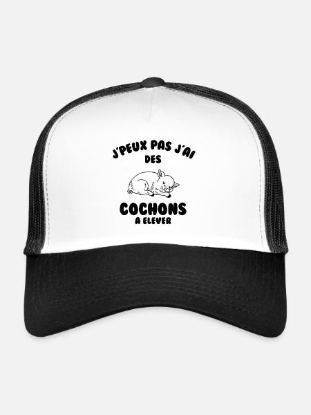 J’peux pas j’ai des cochons à élever - Casquette trucker  - blanc/noir - Devant