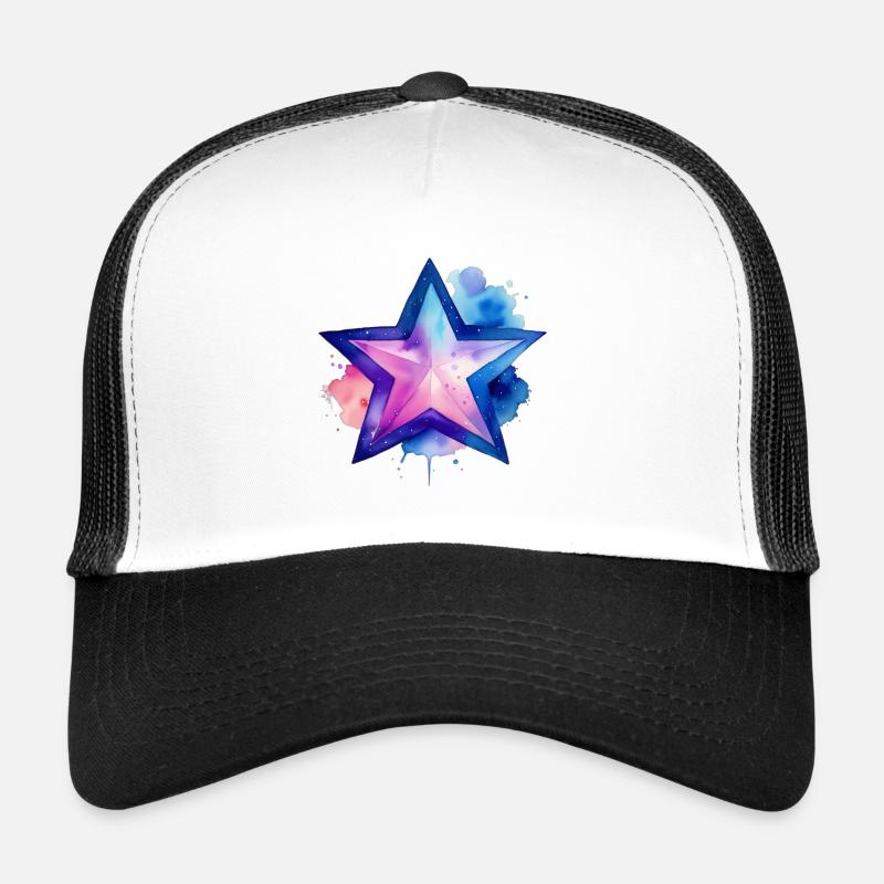 Farbtupfer: Stern - Trucker Cap - Weiß/Schwarz