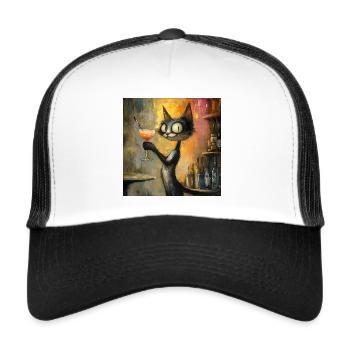Cocktail and Moustaches - Trucker Cap - white/black - Front