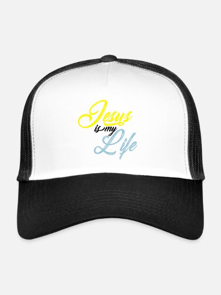 Jesus is my life - Casquette trucker  - blanc/noir - Devant