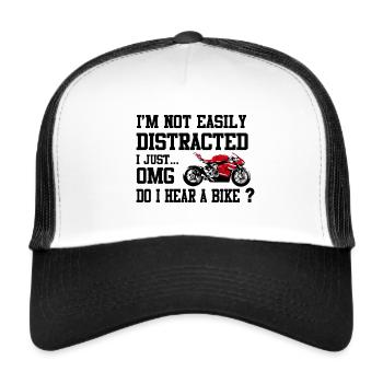 I'M NOT DISTRACTED MOTOR BIKE - Trucker Cap - white/black - Front