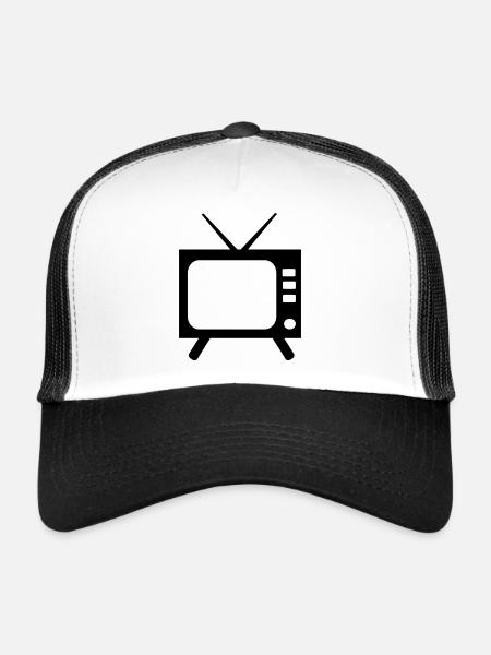 TV - téléviseur - Casquette trucker  - blanc/noir - Devant