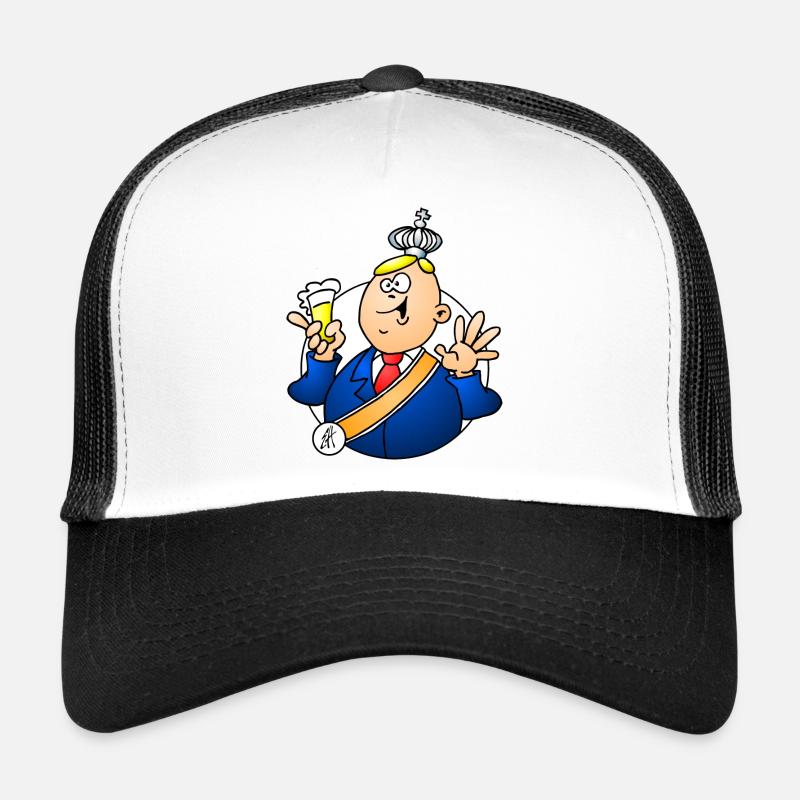 Dessin animé monarque avec bière et couronne Casquette trucker 