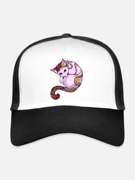 Chat chat mandala rose mignon drôle yoga mignon lo - Casquette trucker  - blanc/noir - Devant