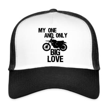 Big Love - Motorrad Bike Biker Spruch Geschenk - Trucker Cap - Weiß/Schwarz - Vorne