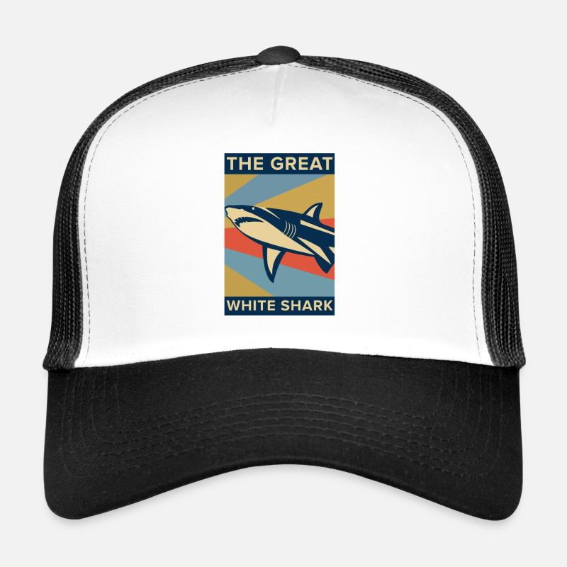Great white shark fish dangerous gift animal sea Trucker Cap