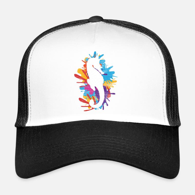 Seepferd Seepferdchen Fisch Meer Ozean Geschenk - Trucker Cap - Weiß/Schwarz