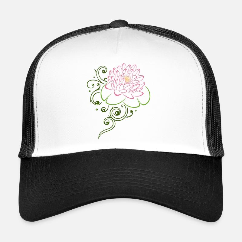 Fleur de lotus avec des feuilles de nénuphar. Lotus. Casquette trucker 
