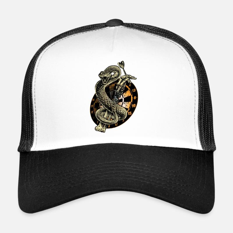 Dart Shirt Snake V1 RAHMENLOS Design - Trucker Cap - Weiß/Schwarz