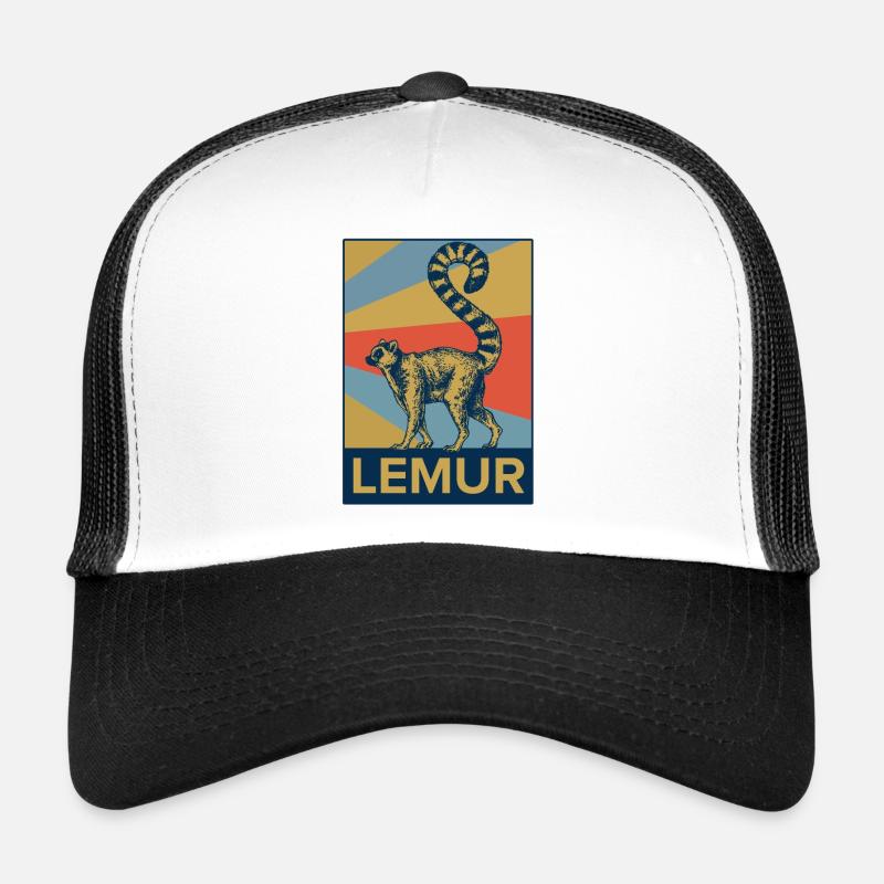 Lemur Affe Halbaffe Tier Geschenk Tierschutz. - Trucker Cap - Weiß/Schwarz