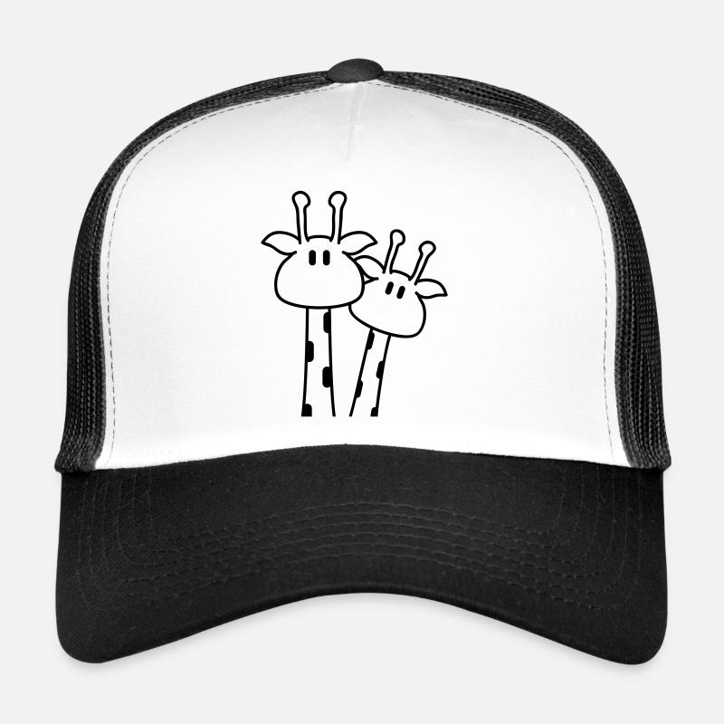 2 süße Paar Giraffen lieben sich Giraffe Pärchen - Trucker Cap - Weiß/Schwarz