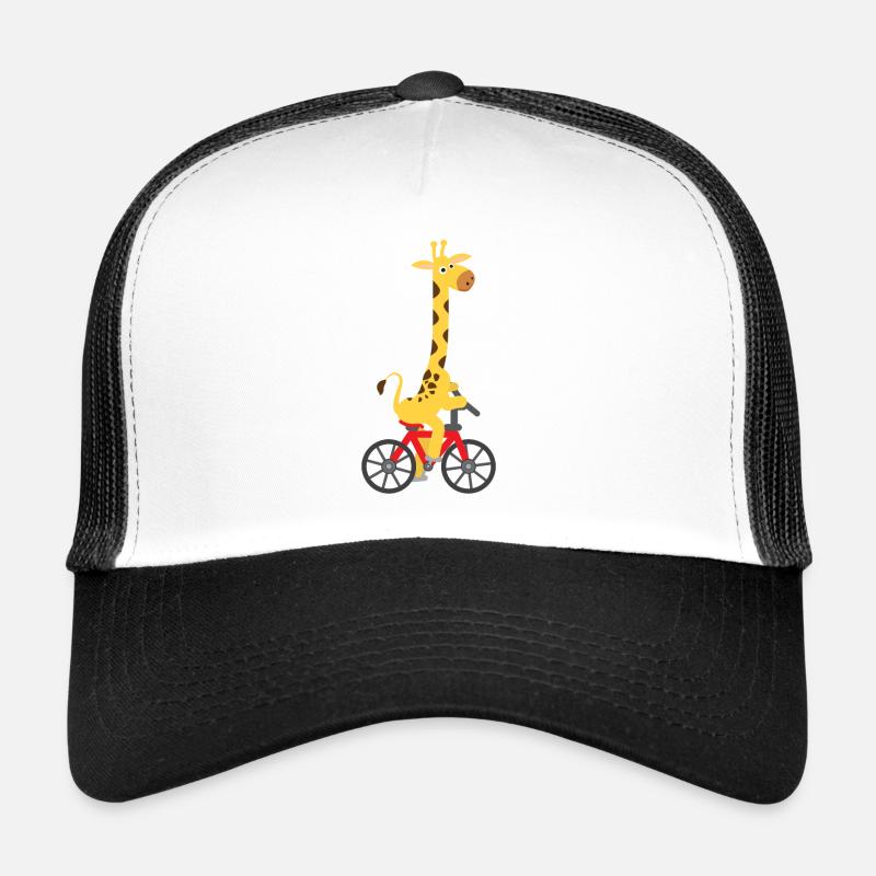 Children's motif: Giraffe rides on a bicycle - Trucker Cap - white/black