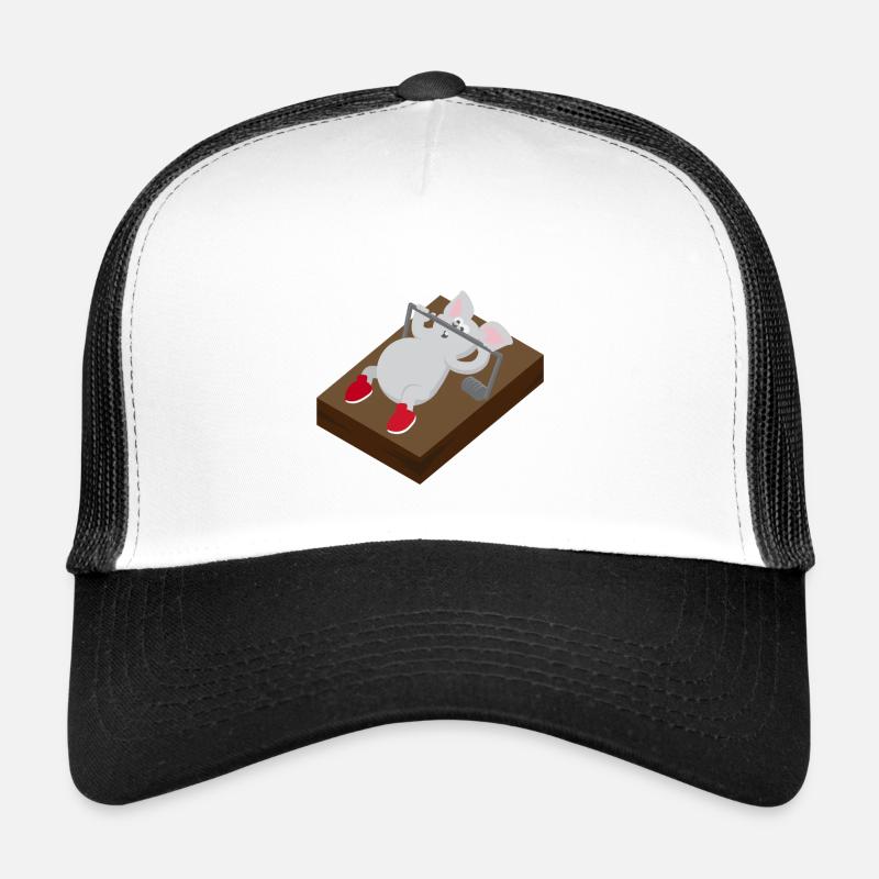 Kindermotiv Maus Kindershirt Mausefalle Training - Trucker Cap - Weiß/Schwarz