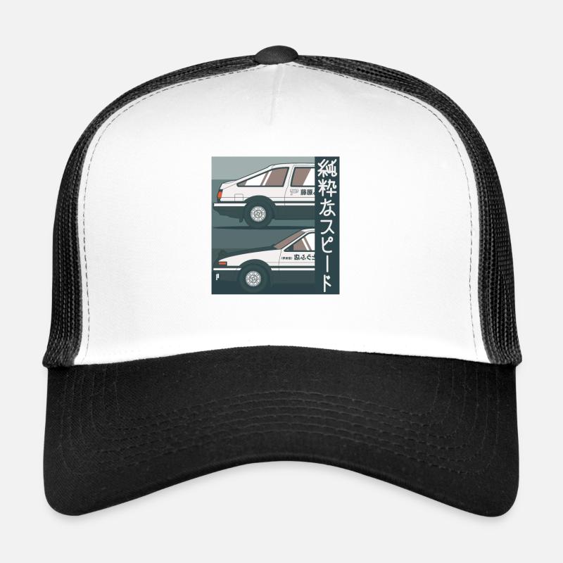 Reine Geschwindigkeit Retroauto - Trucker Cap - Weiß/Schwarz