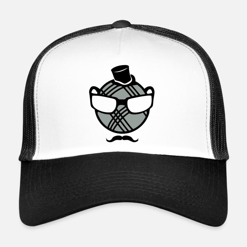 petanque boule smiley moustache lunette - Casquette trucker - blanc/noir