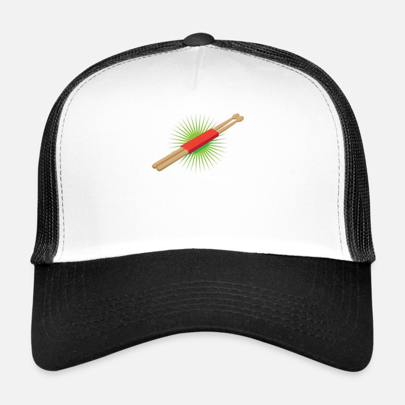 Schlagzeug Schlagzeuger Drumsticks Retro Geschenk - Trucker Cap - Weiß/Schwarz
