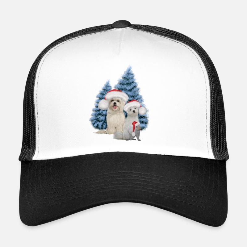 Weihnachtsnetter Hund mit Eichhörnchen - Trucker Cap - Weiß/Schwarz