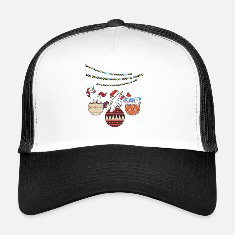 Einhorn Einhörner Santa Weihnachten Geschenk - Trucker Cap - Weiß/Schwarz