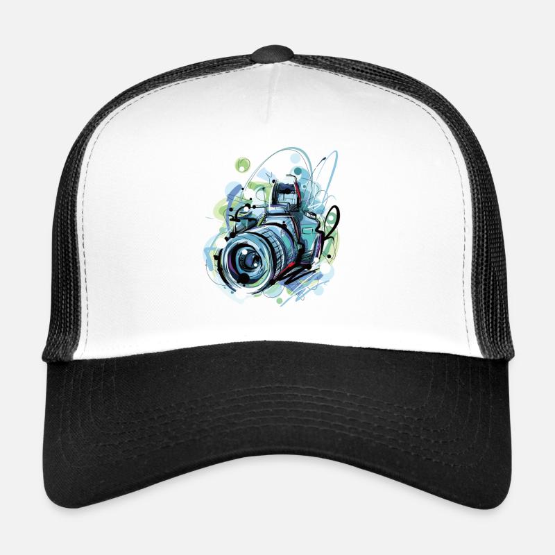 Kamera Bunt Style - Trucker Cap - Weiß/Schwarz