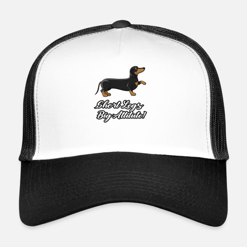 Dackel kurze Beine Spruch Hund Geburtstag Geschenk - Trucker Cap - Weiß/Schwarz