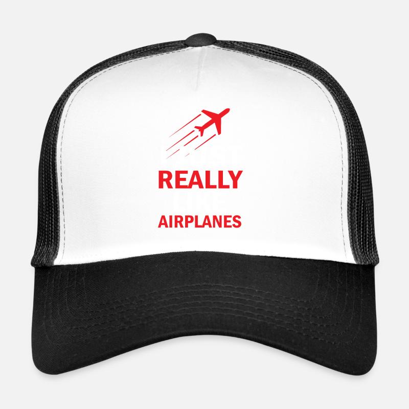 Airplane - Flieger - Shirt - Trucker Cap - Weiß/Schwarz