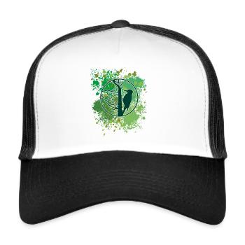 Specht | Woodpecker | Silhouette | Vogel - Trucker Cap - Weiß/Schwarz - Vorne