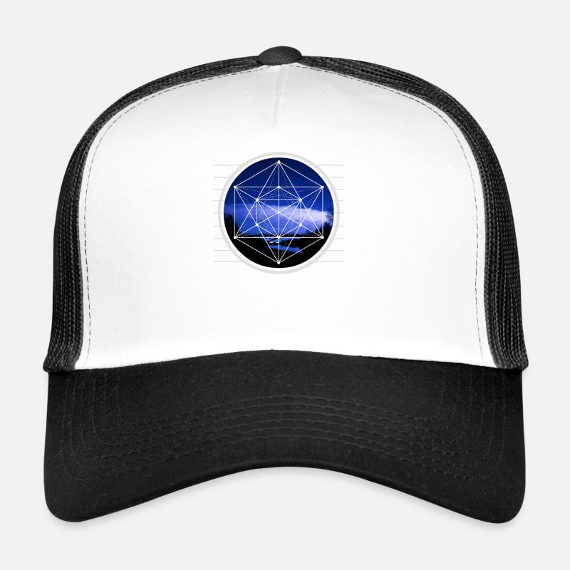 Metatron Hexagon Cube Grafikdesign - Trucker Cap - Weiß/Schwarz